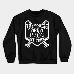 Diamonds Are A Girls Best Friend Softball Baseball Cute Crewneck Sweatshirt